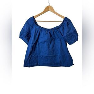 Mason & Belle crop shirt cropped medium off shoulder blue